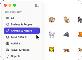 Browse emoji categories